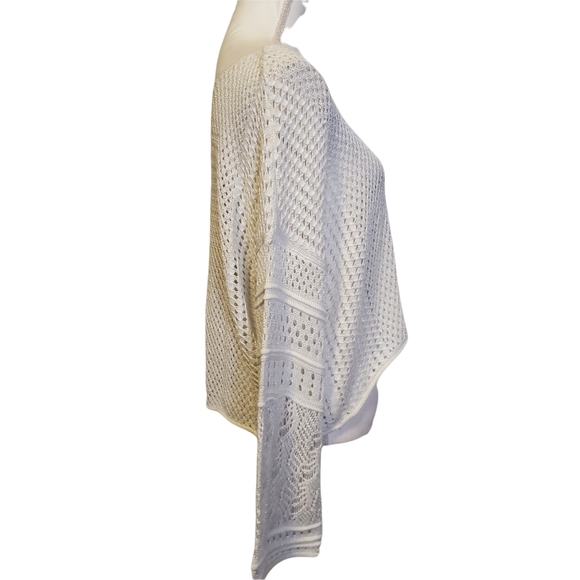 LC Lauren Conrad White Pointelle Crop Bell Sleeve Sweater - Picture 7 of 13